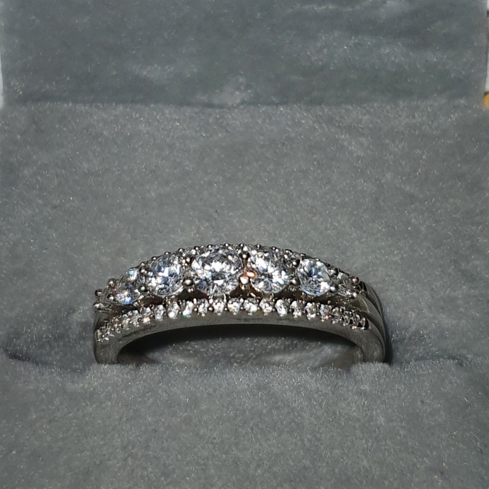 Sterling silver and cz anniversary band